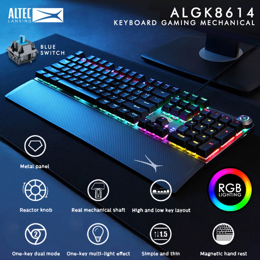 Keyboard Gaming Mechanical Altec ALGK8614 - Multimedia RGB