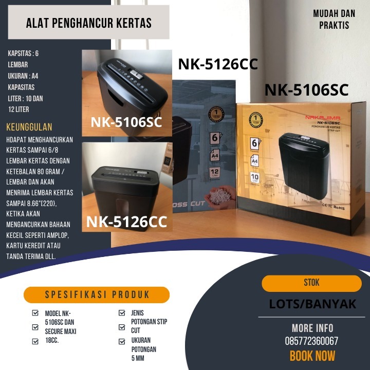 Mesin Penghancur Kertas NK5106 SC