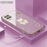 （Lokal Ready）Hontinga Softcase Case Casing hp Samsung Galaxy A04 A04S A05S A10S A11 A12 A14 A15 A25 5G 4G Casing Cartoon Shining Bear Warna Solid Mewah Berlapis Lembut silikon TPU kesing Case hp Anti Gores Air Karet untuk Anak softcase