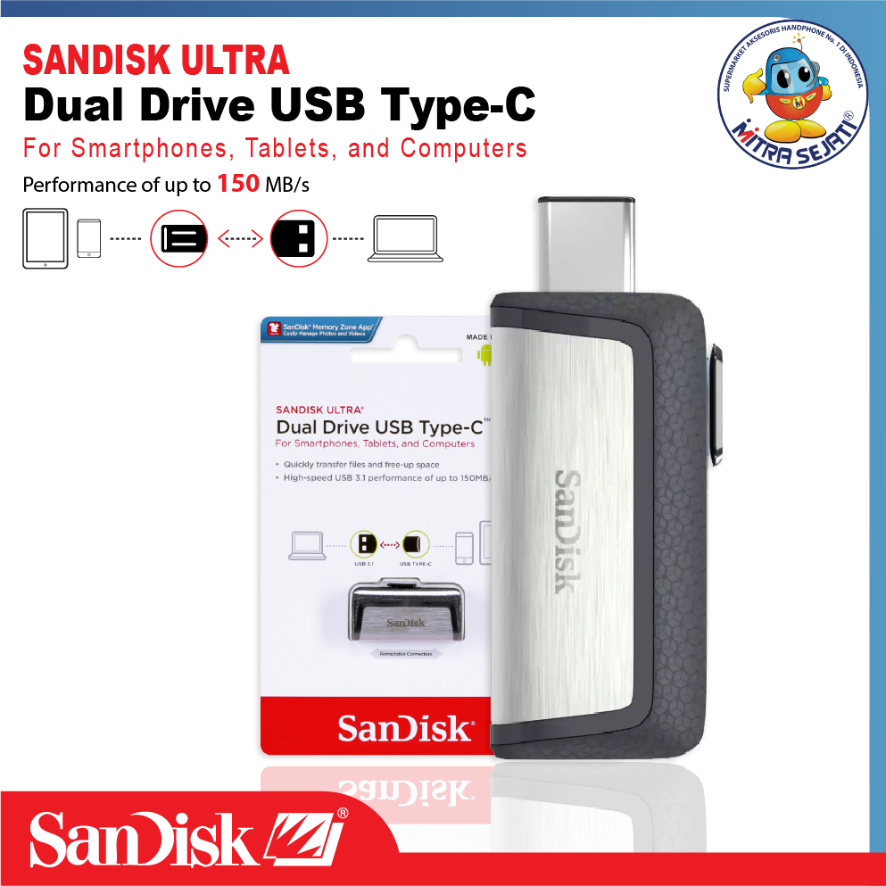 SanDisk Flashdisk OTG Ultra Dual Drive USB Type C 64GB-1FDSADDTC64G