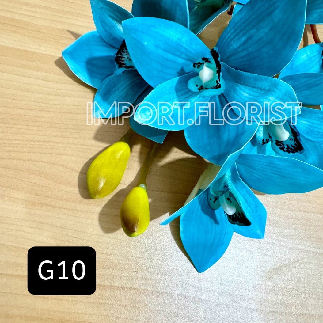 Cymbidium Anggrek Latex Premium 10 Kuntum Latek Artificial Dekorasi