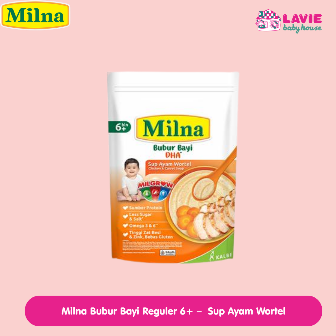 Milna Bubur Bayi Reguler 6+ – MPASI Instan Bayi | Bergizi & Praktis | Mudah Disajikan - Lavie Baby House