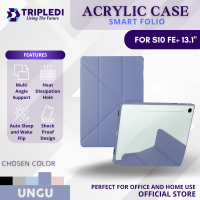 TRIPLEDI Case Acrylic Fold Y For Samsung Galaxy Tab S10 FE+ Plus 13.1 inch 2025 TD0305 Smart Folio Casing PU Leather Foldable Magnetic Soft TPU Flip Cover Akrilik Shockproof SM-X620 SM-X626 SM-X626B
