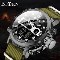BIDEN Jam Tangan Pria Olahraga Militer Analog Pria Olahraga Multi Fungsi Pria Dial S  Anti Air Atas Bisnis Jam Tangan Chronograph Gelang Kulit Tahan Air Jam LED