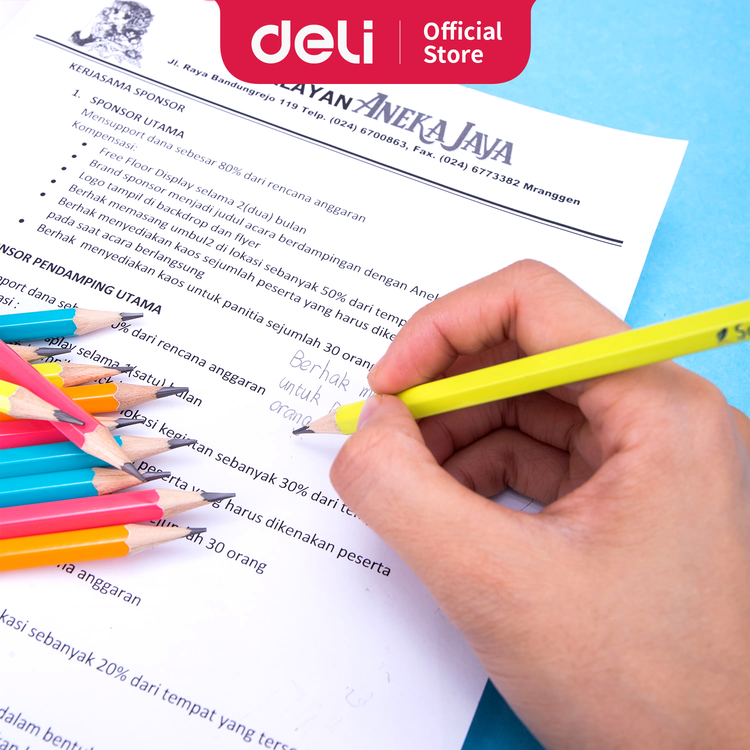 Deli Pensil 2B dengan penghapus 50 pcs/tabung sudah di raut EU51006