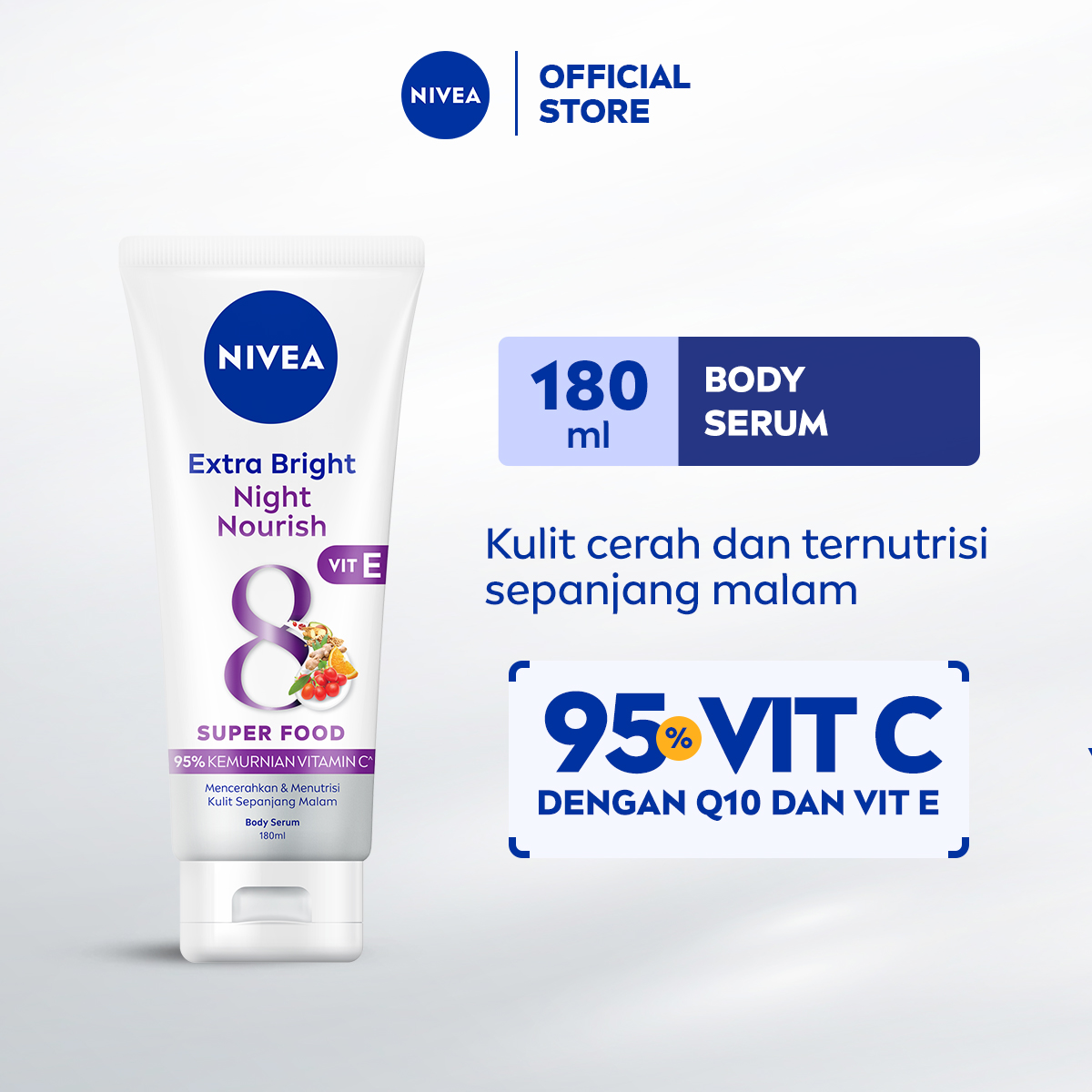 NIVEA Body Serum Extra Bright Night Nourish Vit E 180ml - Hand body serum lotion moisturizer menc...