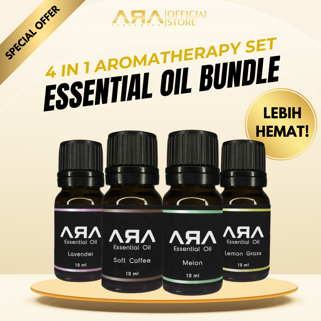 Rumah Wangi ARA PAKET 4 PCS MINYAK ESSENTIAL OIL AROMATHERAPY DIFUSER