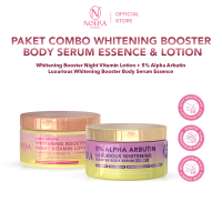 Noera Paket Combo Whitening Bodycare Booster Night Vitamin Lotion & 5% ALPHA ARBUTIN Luxurious Whitening Booster Body Serum Essence | HB Dosting | Lotion Pemutih with Niacinamide 37x Power Ingredients