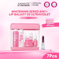 Animate 5x Active Whitening Series 5in1 [Set 5 Pcs] Toner Facial Wash Serum Day Cream Night Cream Mencerahkan Meratakan Warna Kulit Wajah