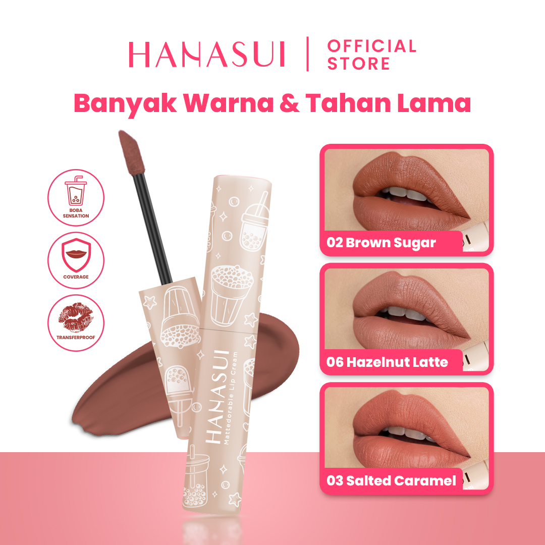 Hanasui Mattedorable Lip Cream Boba - Velvet Matte Finish Pigmented Long Lasting Double Moisturizing
