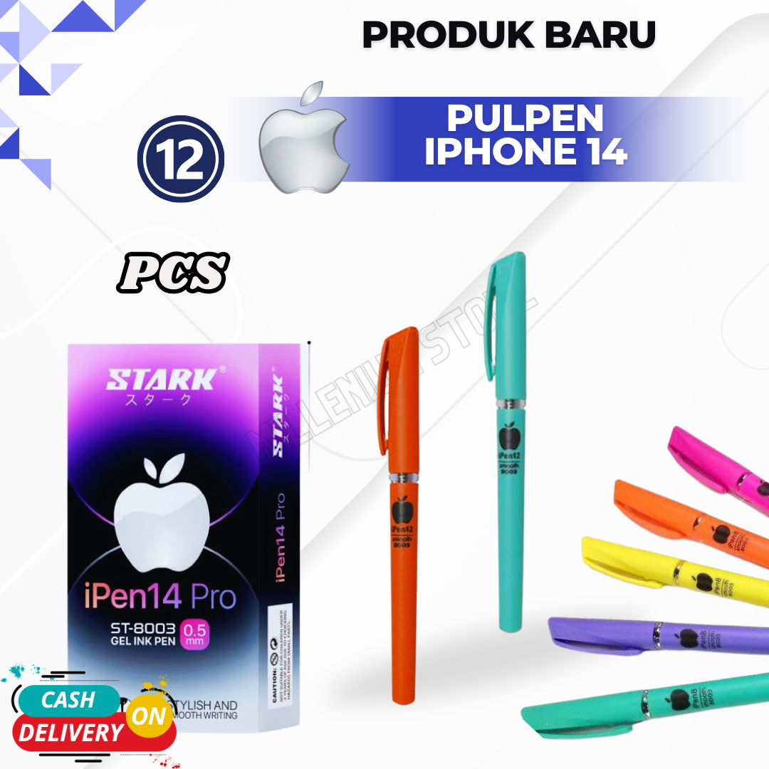 (Harga 1 LUSIN) Bolpoin Gel I-pen blp ipen ballpoint pen apel bolpen apple / Bisa Cod / Pulpen Sekolah Murah / Millenium Store