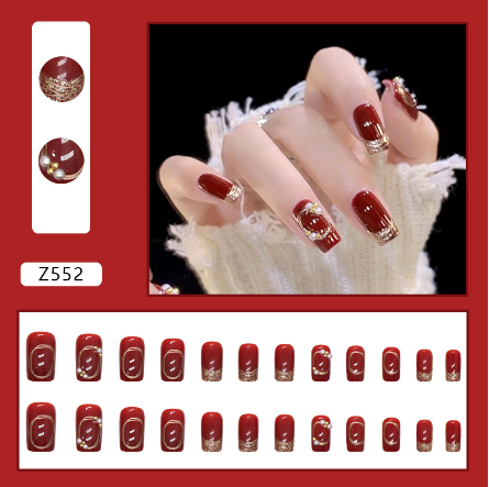 Kuku Palsu Tangan Kualitas 3D + FREE LEM Cantik 24 Pcs Waterproof Fake Nail Art Nail Tahan Air NL002