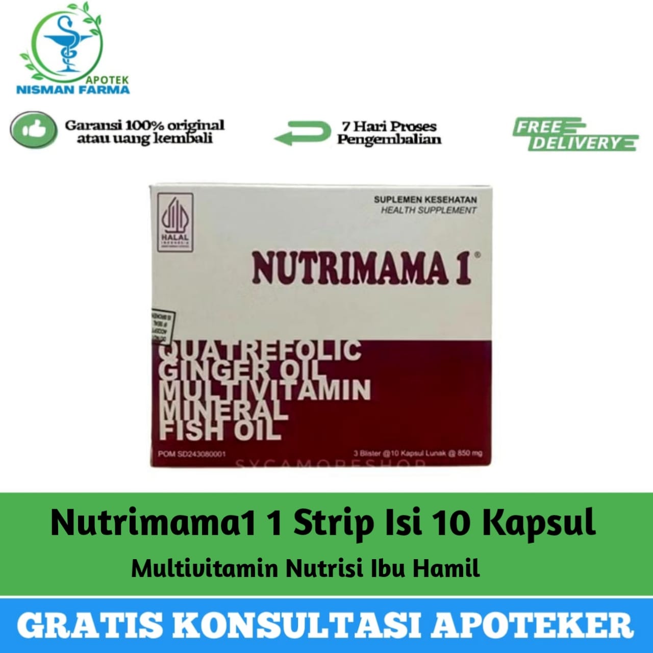 Nutrimama 1 / 1 strip isi 10 capsul I SUPLEMEN MULTIVITAMIN DAN MINERAL PADA IBU HAMIL TRIMESTER 1 I MULTIVITAMIN BUMIL