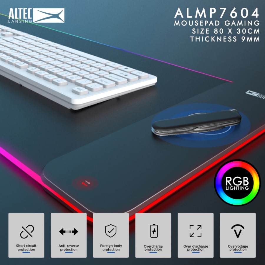 Mousepad Gaming Altec ALMP-7604 - RGB / Fungsi Wireless Charging HP