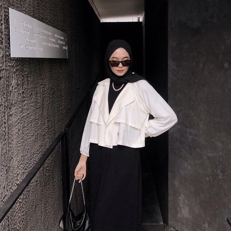 Baju Muslim Modern MOON OUTER CROP HS LINEN Atasan Wanita Baju Fashion Korea Terbaru 2021 Blazer Wanita Jumbo Vest Katun Kekinian Viral Blazer Rompi Blazer Jaket Luaran Blazer Korean Style Outer Wanita BEST SELLER