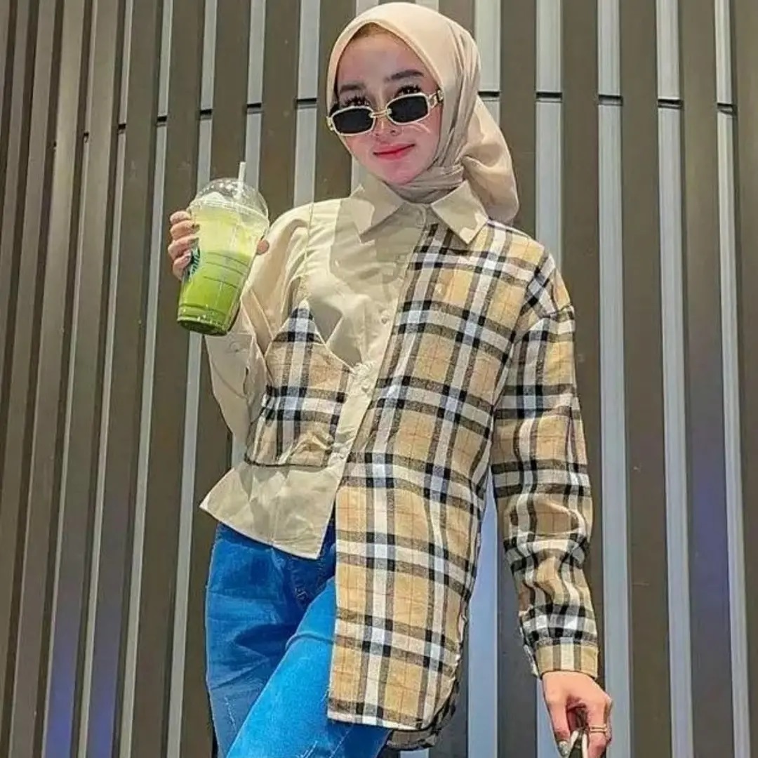 Baju Muslim Modern BURBERRY TOP BLOUSE MC WOLLYCRAPE MIX KATUN PREMIUM Atasan Wanita Baju Fashion Korea Terbaru 2021 Blouse Pastel Blus Blouse Kemeja Kekinian Viral Blouse Wanita Jumbo Blouse Wanita Import BEST SELLER
