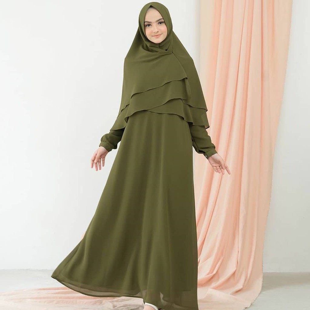 Baju Muslim Modern FABIYA SYARI Bahan MOSSCRAPE Dapat GAMIS + KHIMAR Gamis Syari Set Khimar Terbaru 2021 Gamis Syari Remaja Simple Gamis Syar’i Wanita Jumbo BEST SELLER