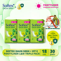 [Paket isi 3] Softex Pantyliner Daun Sirih + Vitamin E Longer & Wider 30 pads - Pantyliner Daun Sirih