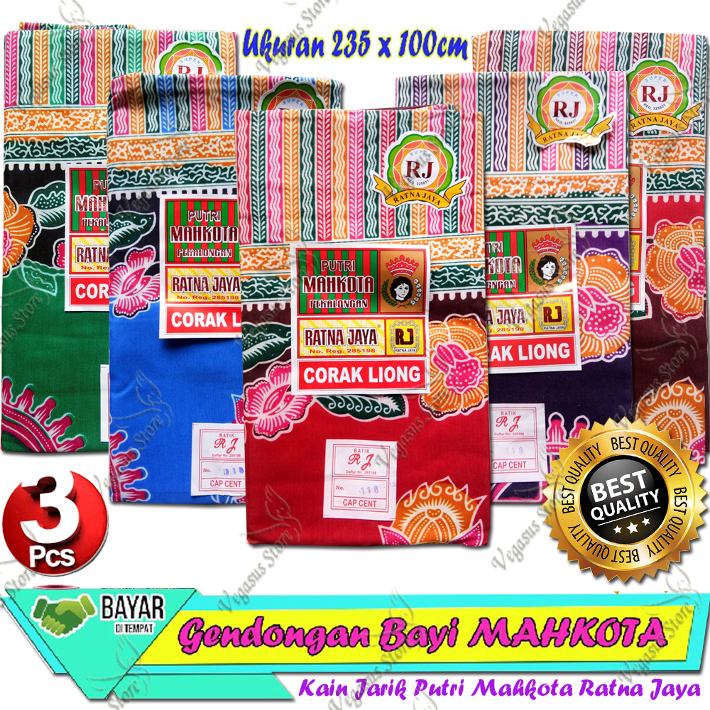 3Pcs Kain Gendongan Bayi Samping/Kain Jarik Selendang Putri Mahkota Cukin tradisional-Vegasus Store