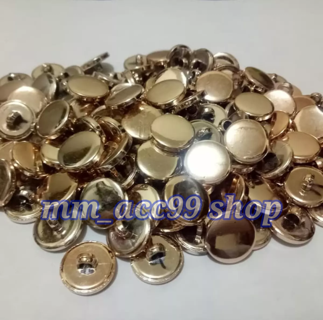 Kancing Baju Jamur Emas Polos isi 100pcs Diameter 11mm