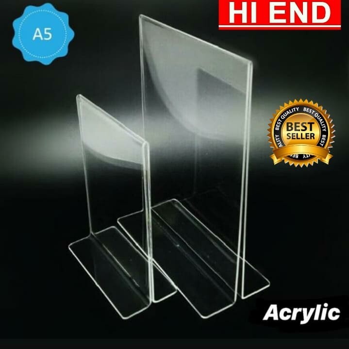 Tempat Stand QR Code Nomor Meja Tent Holder Tempat Brosur Meja Akrilik Ukuran A5 15x21cm