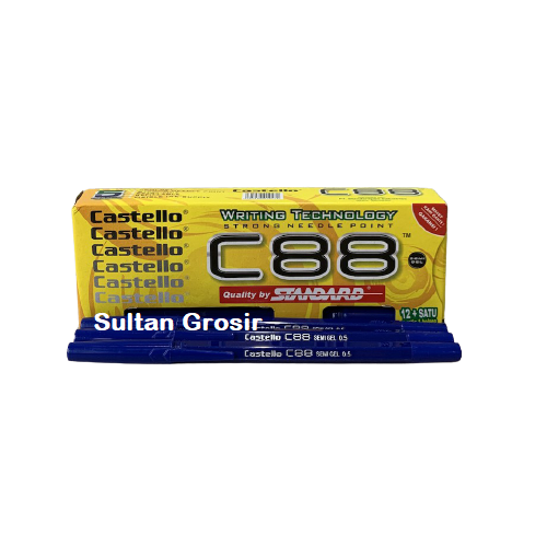 13 PCS PULPEN STANDARD CASTELLO / PEN C88 WARNA HITAM / PEN C88 WARNA BIRU
