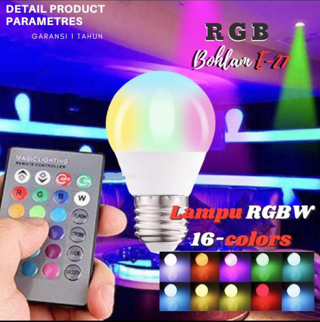 LAMPU BOHLAM LED RGB 16 warna bulb e27 BERUBAH WARNA REMOTE CONTROL ORIGINAL 7W 10W RGB