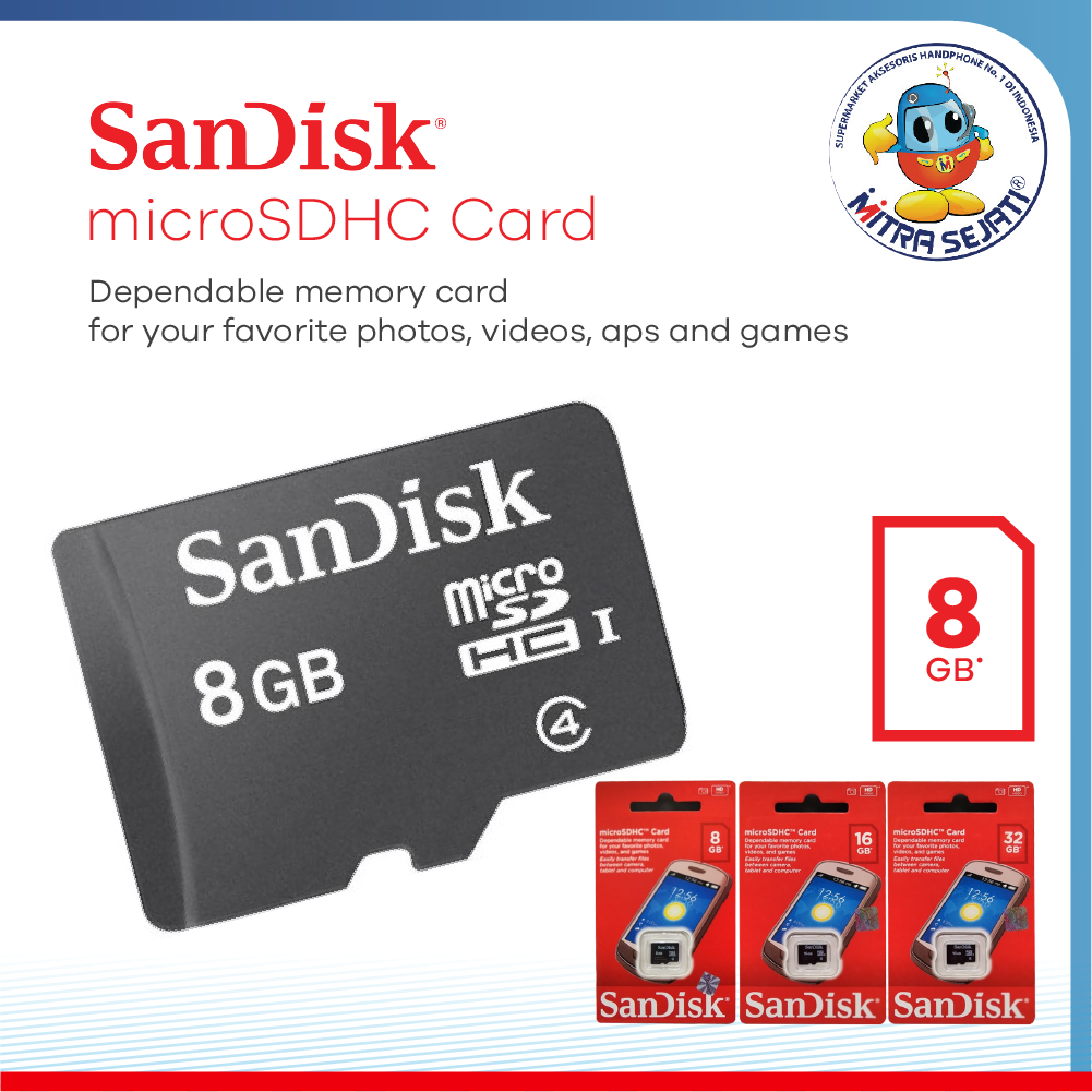 Mmc Chip Micro SD Sandisk 8GB CLASS 4 - 1MMCMCSA08C04