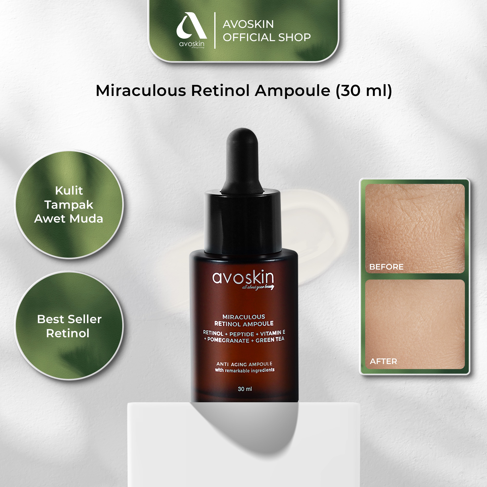 Ampoule Avoskin Miraculous Retinol 30ml-Anti Aging & Samarkan Kerutan