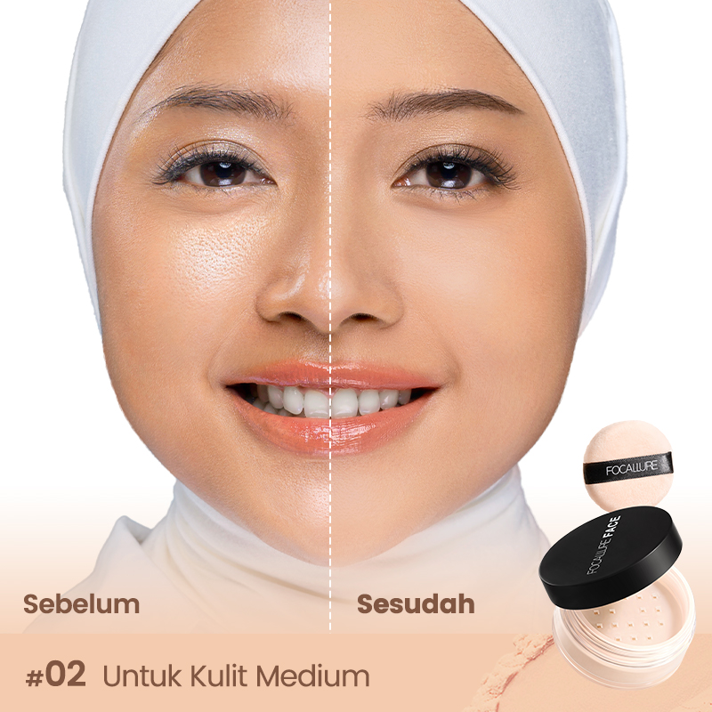 FOCALLURE Oil Control Loose Powder Bedak Pengaturan Bubuk 3 colors