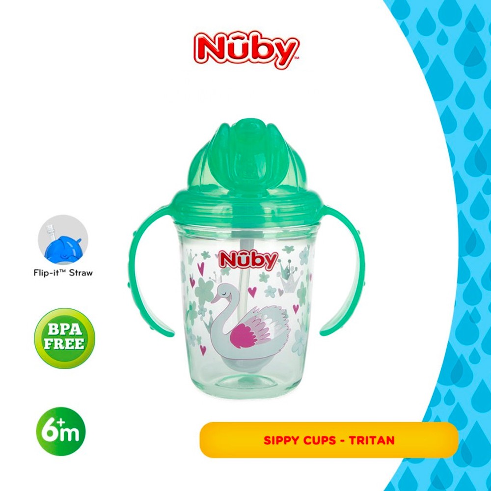 Nuby Tritan Sippy Cup Flip It Glitter Botol Minum Anak 12m+ 240 ml - Tersedia Pilihan Warna