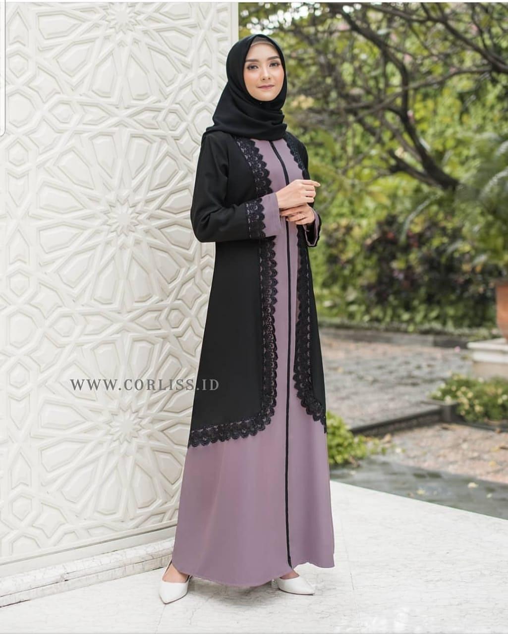 Baju Muslim Modern AURELIA MAXY Bahan WOLLYCRAPE APK RENDA Gamis Wanita Murah Gamis Wanita Remaja Gamis Wanita Modern 2020 Kekinian