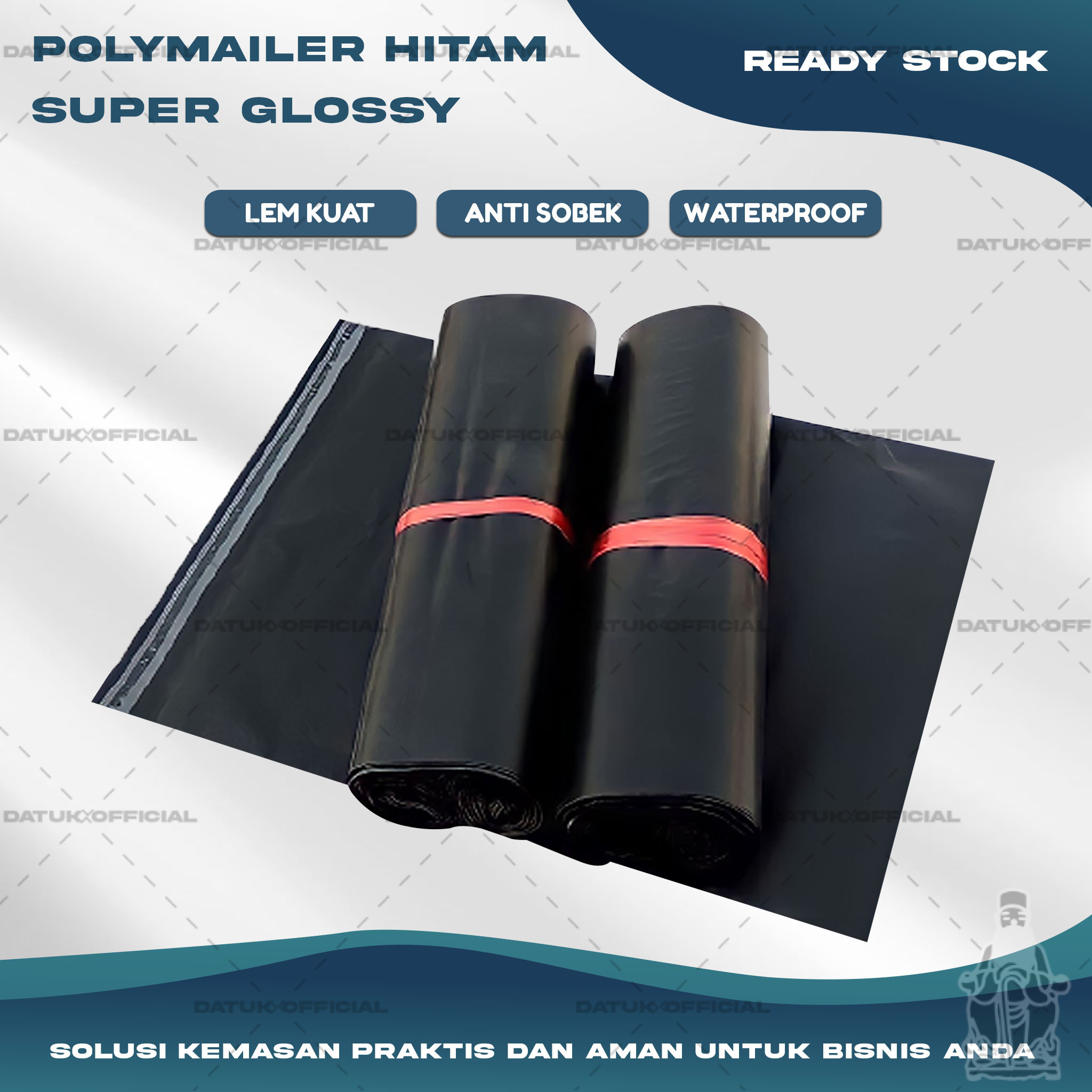 Plastik Packing Polymailer Kantong Olshop Lem isi 100 Glossy HITAM 17X30 20X30 20X40 25X35 25X35 25X40 30X40 30X50 35X50 40X50