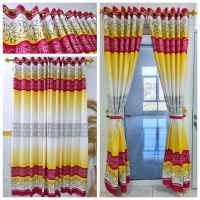 Gorden Smokring Polos UK 100x220cm Pintu & Jendela 12 Ring Embos polos lembut dan halus