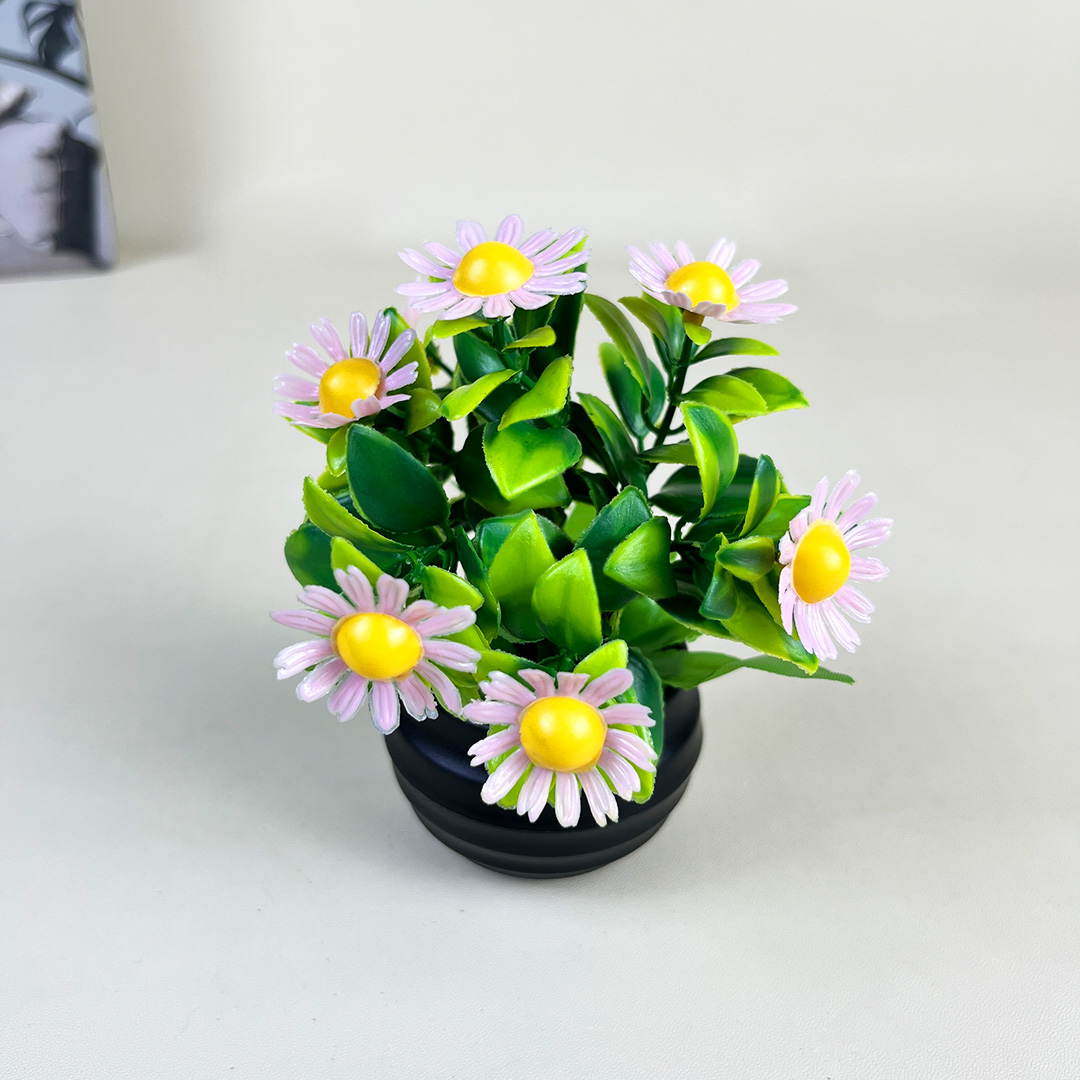 Tanaman Hias Pot Bunga Mini Plastik Artificial Daisy Ornamen Dekorasi Ruangan Rumah COD PBP221