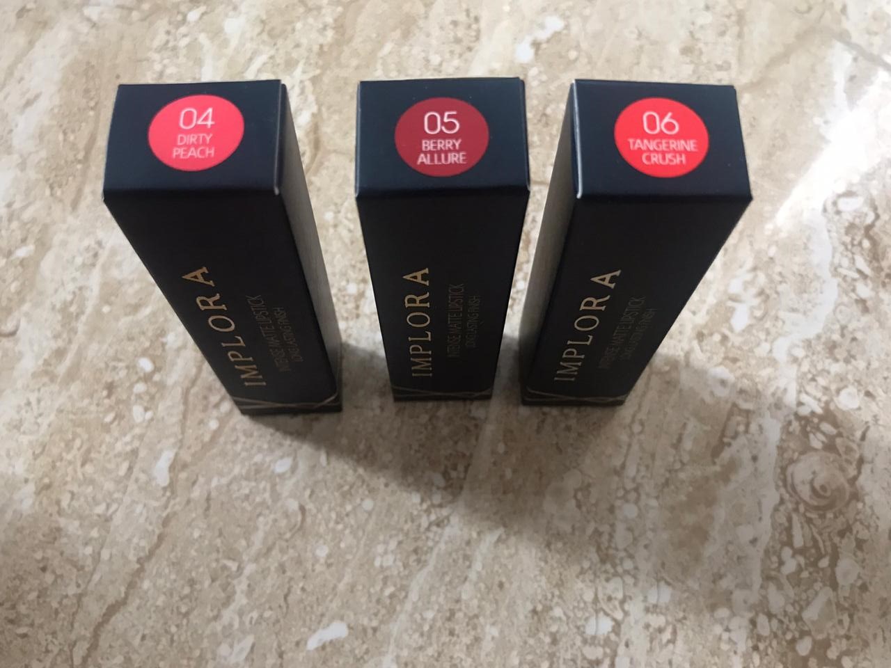 PAKET HEMAT 3 IN 1 Implora Lipstick Intense Matte Lipstick Matte Intense (04 Dirty Peach + 05 Ber...