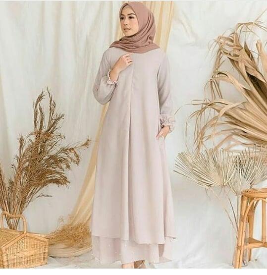Baju Muslim Modern Gamis LISDA DRESS Moscrepe Double Terusan Wanita Modern Baju Panjang Polos Muslim Gaun Kerja Dress Pesta Murah Terbaru Maxi Muslimah Termurah Pakaian Modis Baju Panjang Simple Casual Elegant 2019