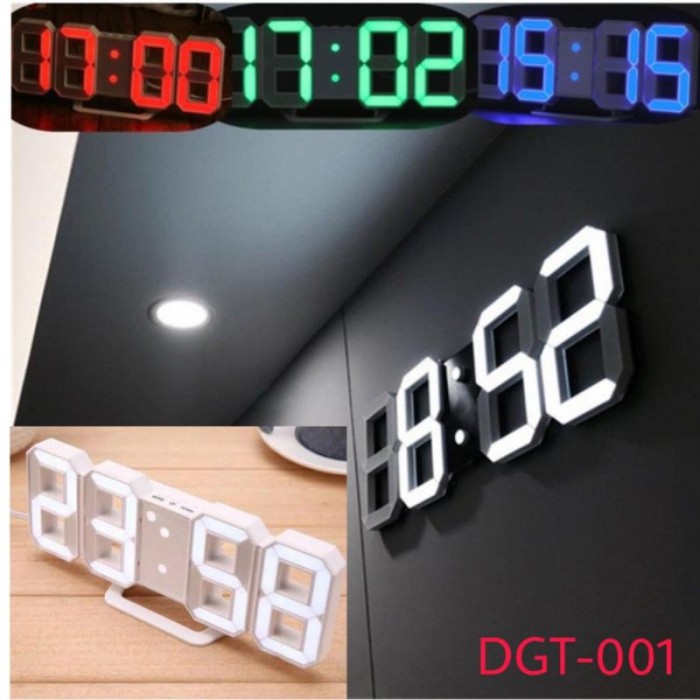Jam Meja LED Digital Jam Dinding Angka Modern Minimalis 3D