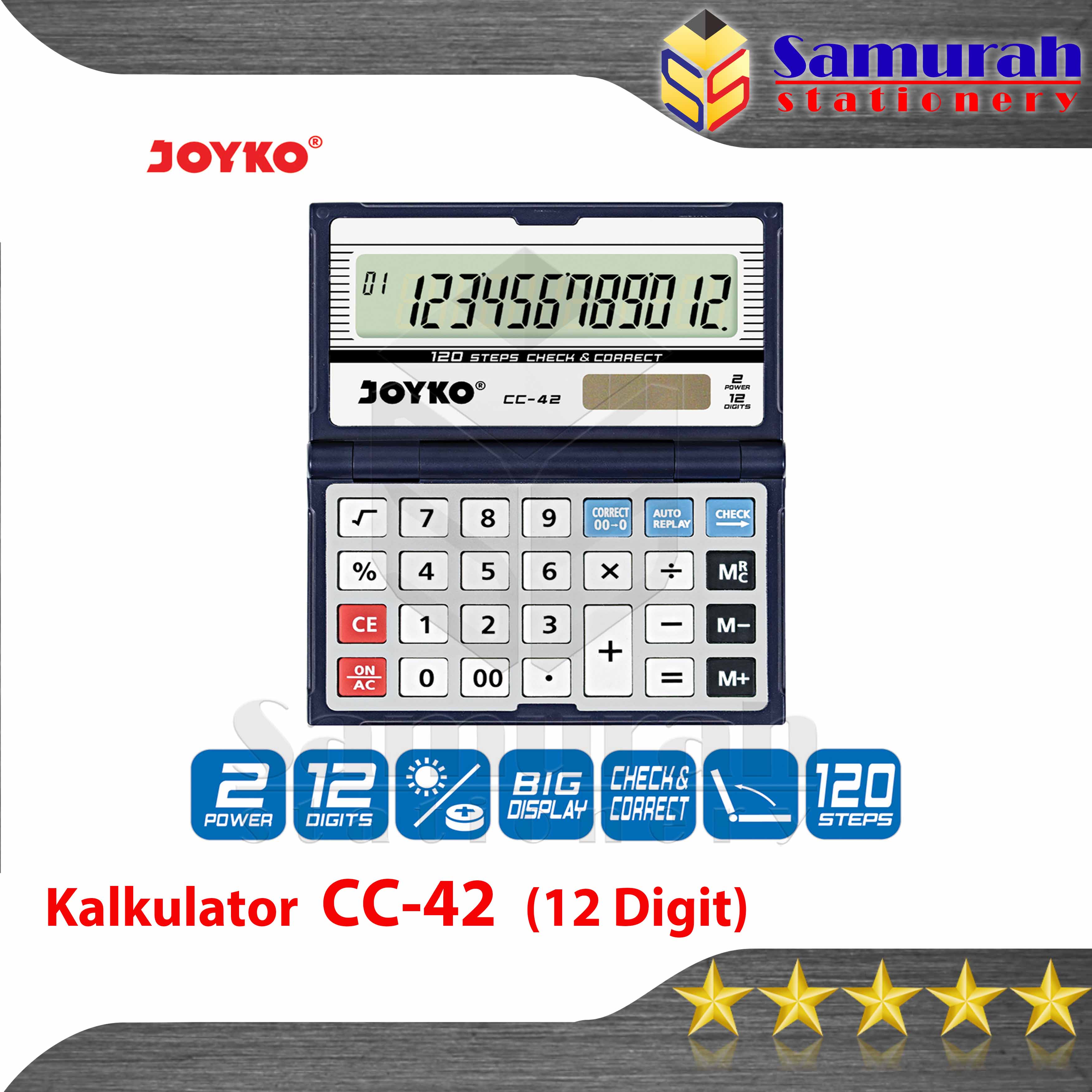 Kalkulator Meja Joyko CC 42 Lipat / Mesin Hitung CC-42 / Calculator 12 Digit/ Check Correct