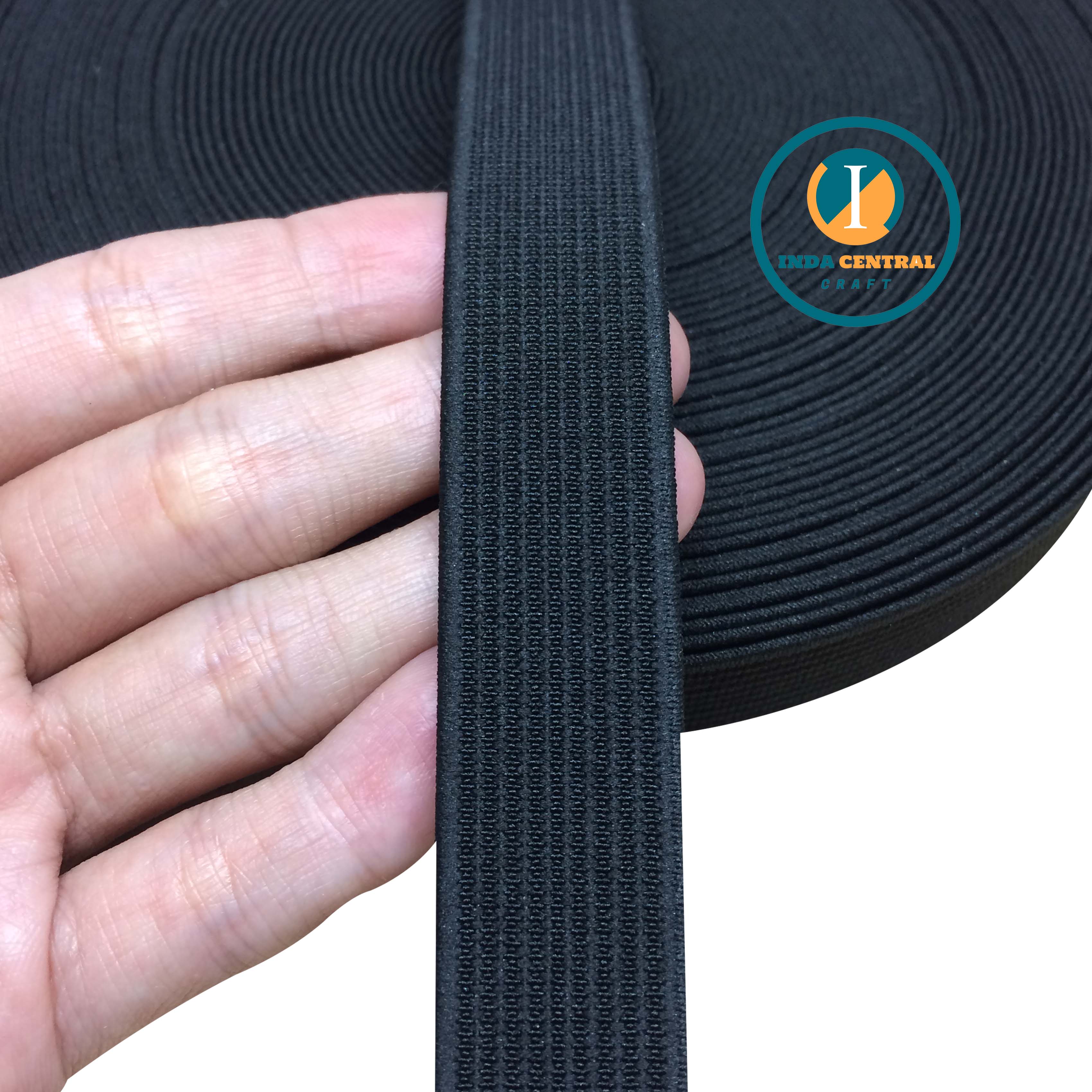 TALI KARET ELASTIS PENGUIN TEBAL 2.0 CM HITAM PER METER