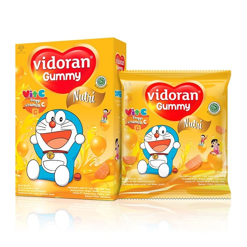 Vidoran Gummy Vitamin Anak Vitamin C Jelly Doraemon Rasa Jeruk
