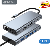Quinton USB C Hub 11 in 1 Type c PD USB 3.0  USB 2.0  SD/TF card Lan 100Mbps HDTV for macbook