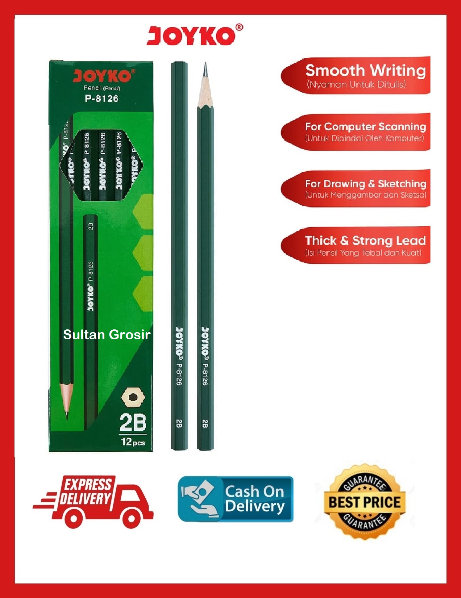 12 PCS PENSIL JOYKO P-8126 / PENSIL 2B JOYKO