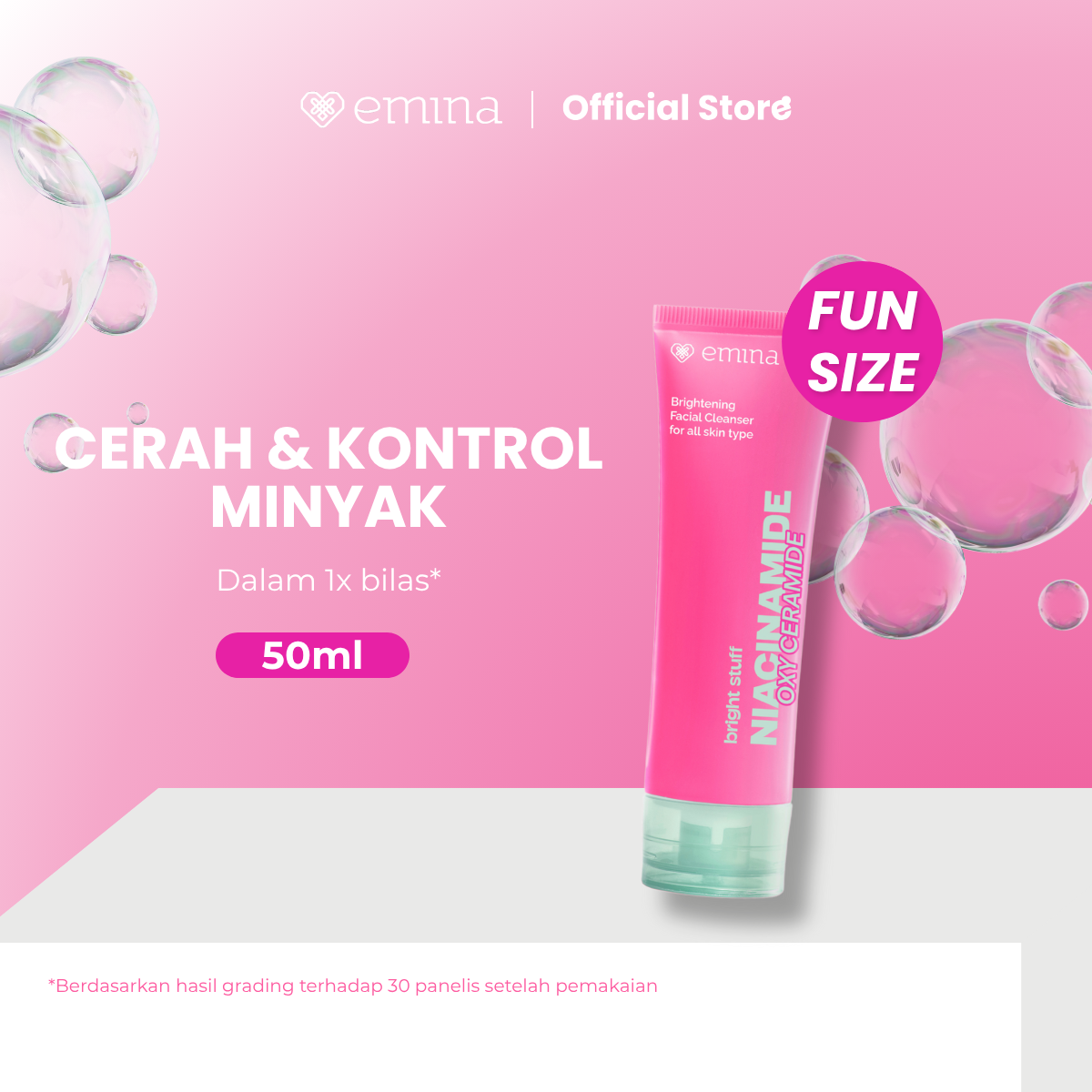 NEW! Emina Niacinamide Oxy Ceramide Brightening Face Wash 50ml 100ml - Sabun Muka Cerah Glowing P...