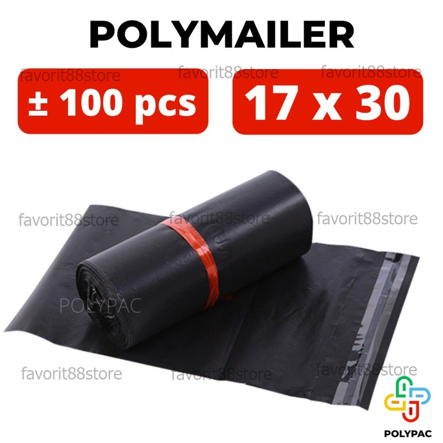 Plastik Polymailer Hitam [20x30] 100pcs Bungkus Plastik Packing Online FS88