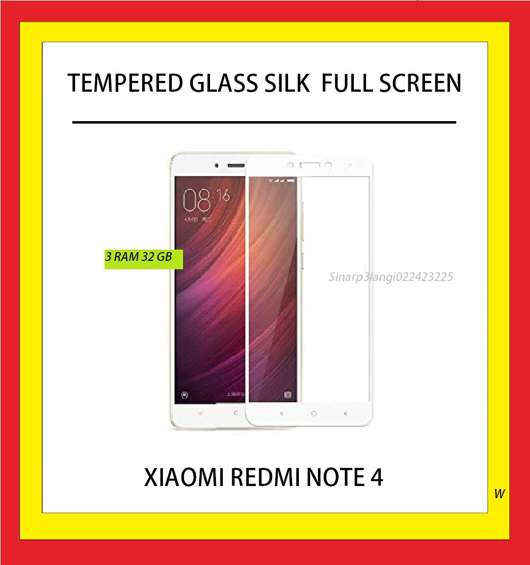 XIAOMI REDMI NOTE 4 3RAM 32GB WHITE TEMPER TEMPERED GLASS SILK FULL COVER EDGE TO EDGE