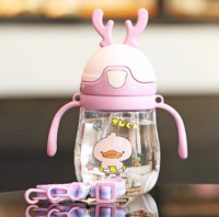 Botol Minum Bayi Sippy Straw Cup dengan Pegangan Anti Slip Bayi Pelatihan Belajar Botol Air Minum 250ml / Baby Drinking Bottle Sippy Straw Cup with Anti Slip Handle Baby Training Learning Drinking Water Bottle 250ml