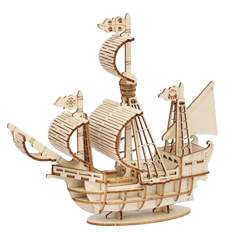 1set Ship Model Kit DIY Model Kapal Bajak Laut Puzzle 3d Kayu Perahu Layar