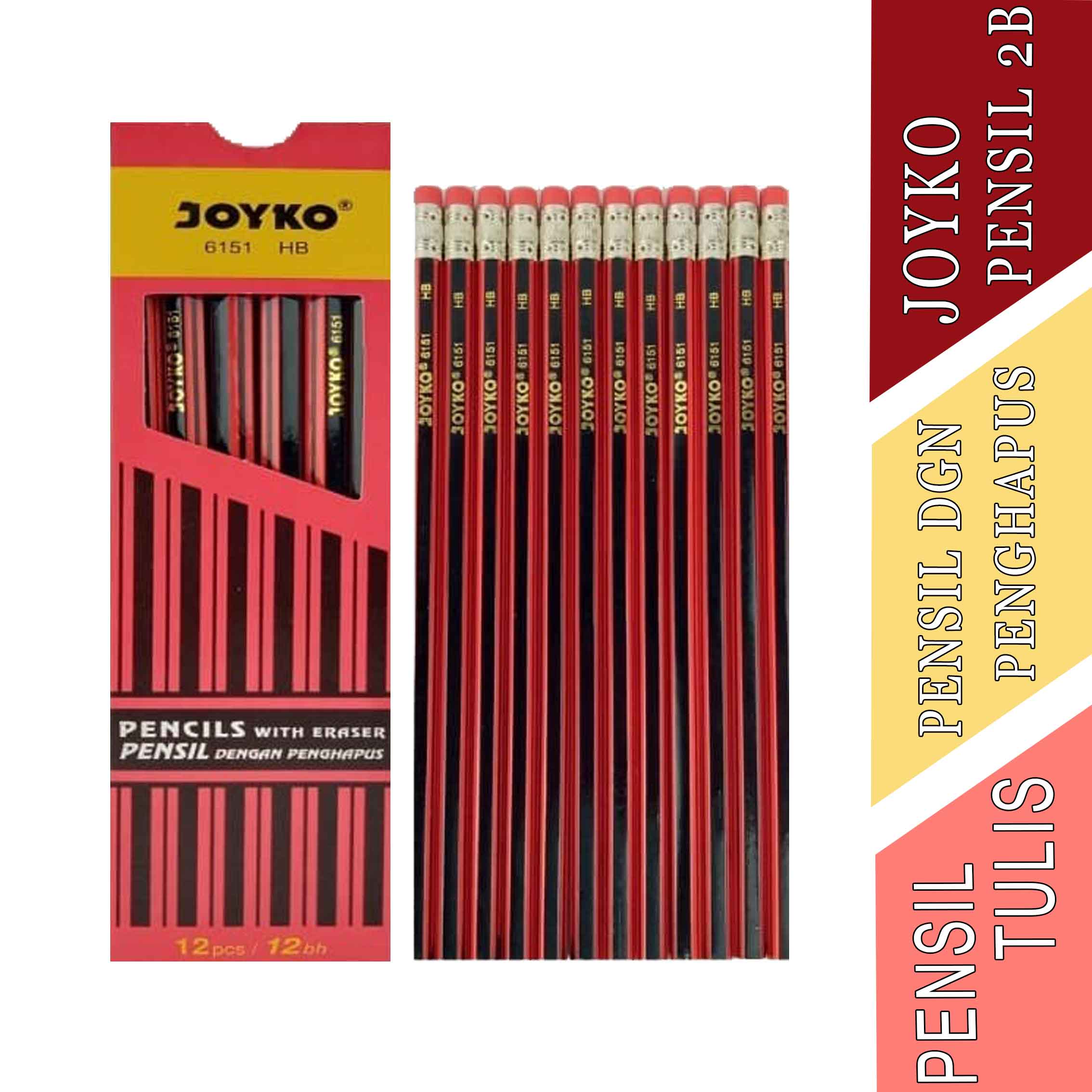 PENSIL DENGAN PENGHAPUS- PENCIL- PENSIL JOKYO- PENSIL 2B