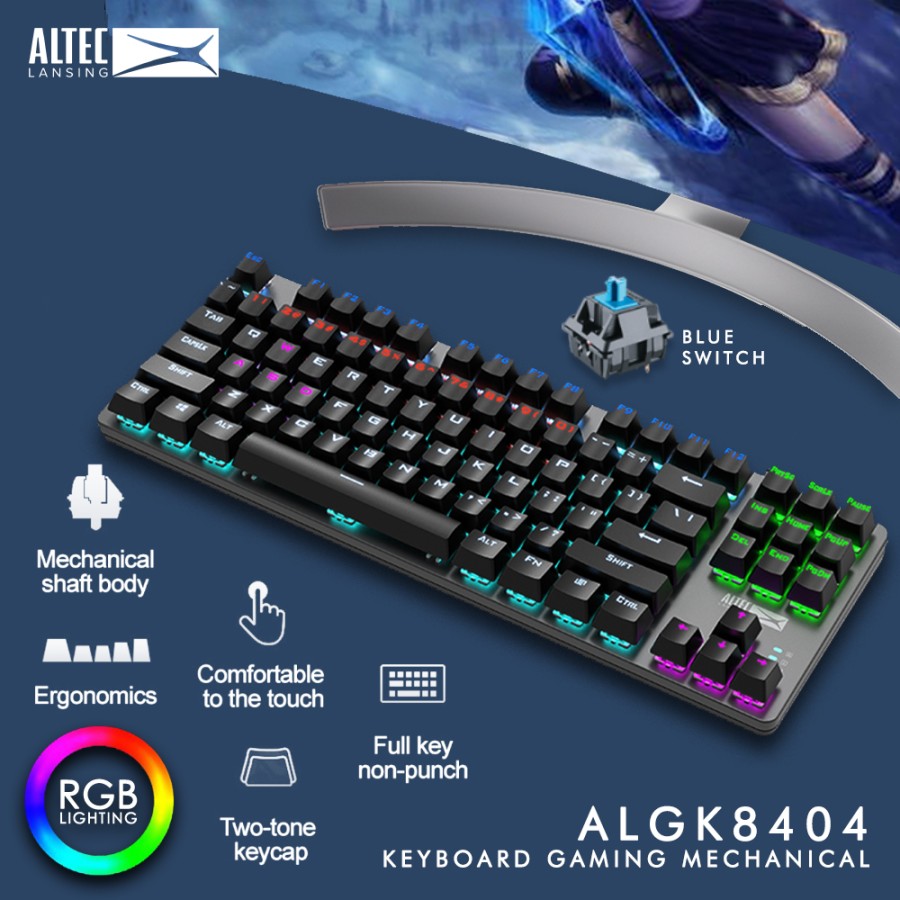 Keyboard Gaming Mechanical TKL Altec Lansing ALGK-8404 RGB-Blue Switch